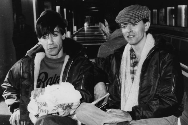 March 1977: Rock singers David Bowie, right, and Iggy Pop in Germany. (Photo by Evening Standard/Getty Images)